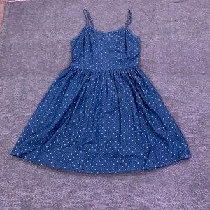 Blue Dress with White Polka Dots